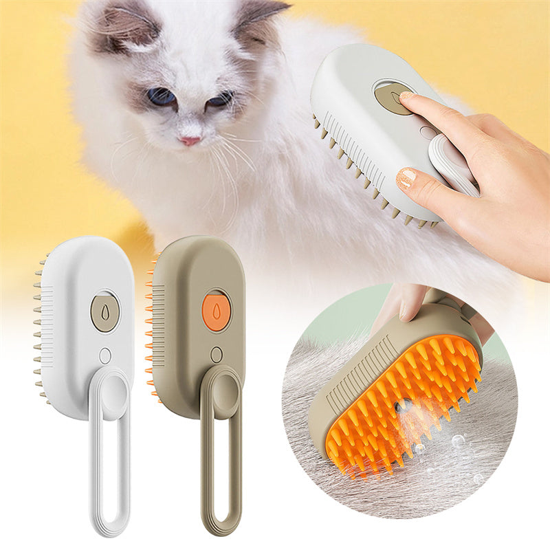 3-in-1 Pet Steam Brush for Cats & Dogs | Grooming, Massage & Hair Removal